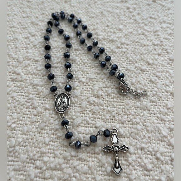 Navy Rosary Choker Necklace - Picture 2 of 5